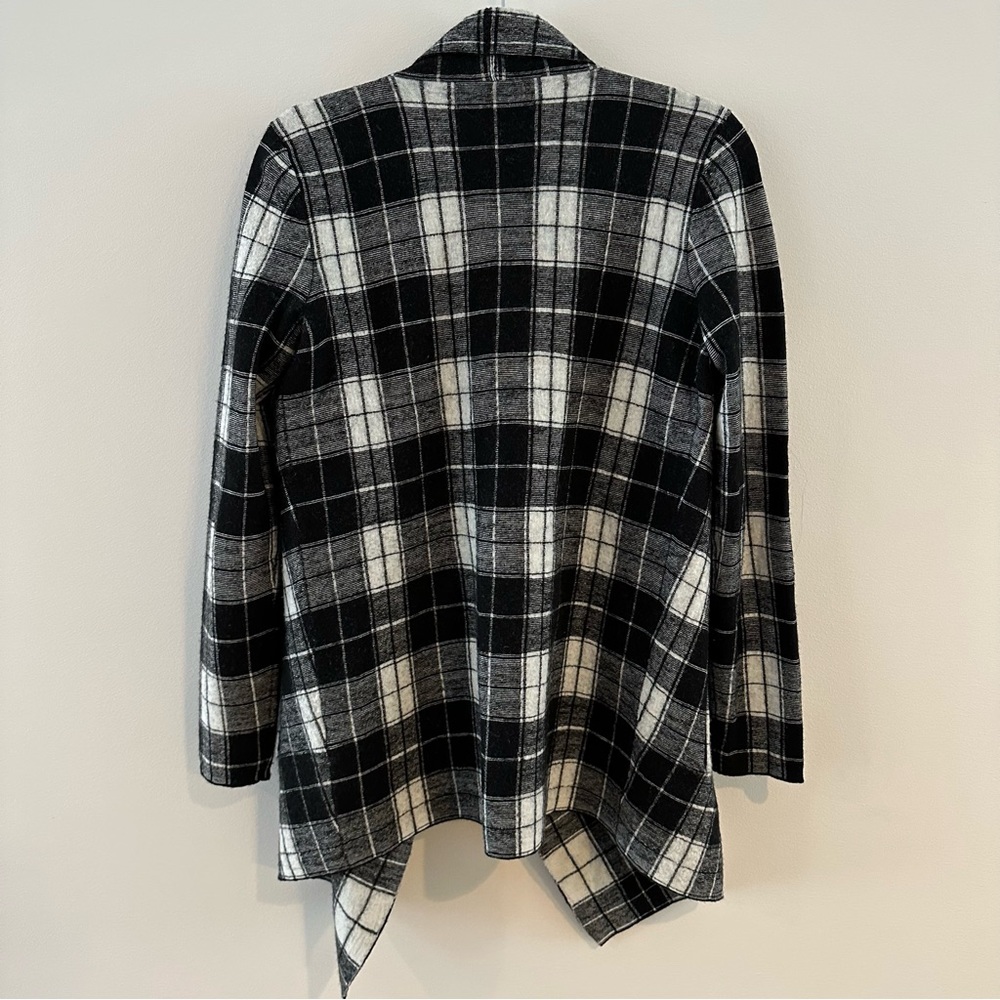 Lauren Ralph Lauren Black & White Plaid Open-Front Cardigan - Picture 2 of 3